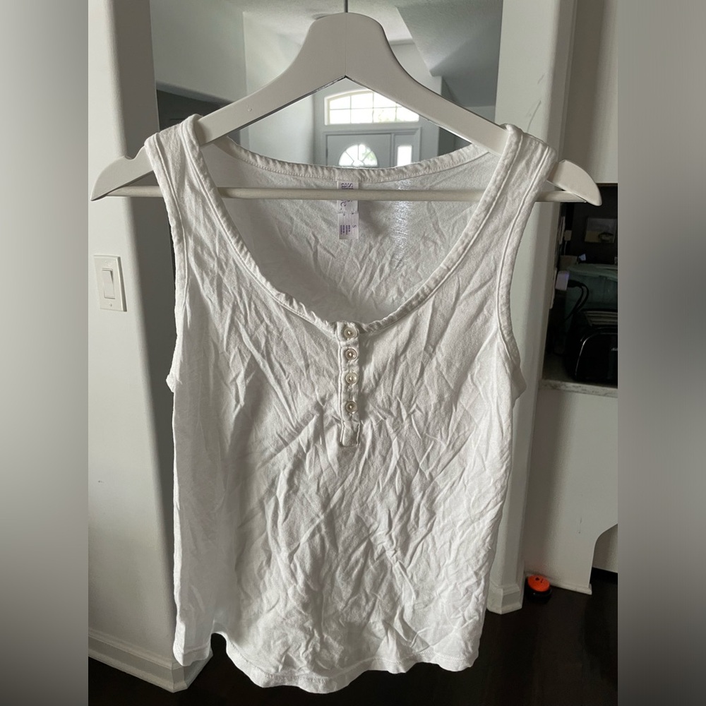 Stars Above | Women’s Henley Tank Top | Small | White